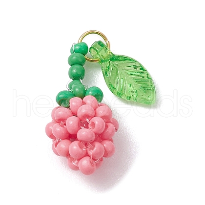 Glass Seed Beaded Rose Pendants PALLOY-MZ00627-05-1
