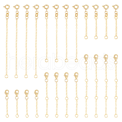 GOMAKERER 24Pcs 6 Style Brass Cable Chain Extender KK-GO0001-54-1