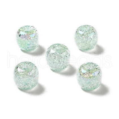 UV Plating Rainbow Iridescent Crackle Acrylic Beads PACR-M002-04A-1