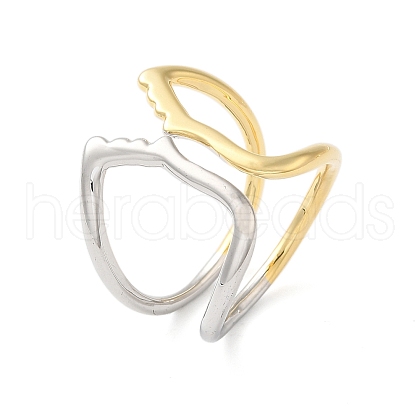 Brass Hollow Open Cuff Rings for Women RJEW-B062-12GP-1