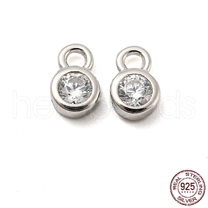 Real Platinum Plated Rhodium Plated 925 Sterling Silver Charms STER-K176-03F-P-1