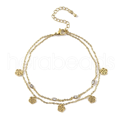 Ion Plating(IP) 304 Stainless Steel Chains Anklet AJEW-H148-13E-G-1