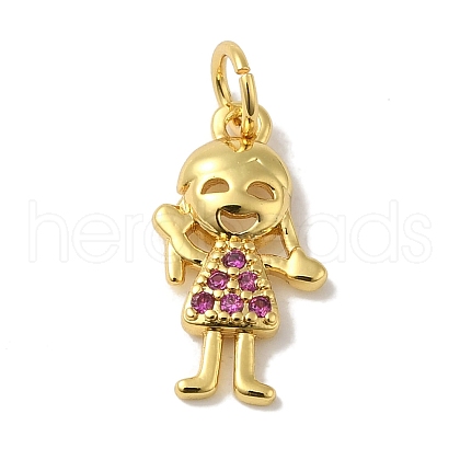 Rack Plating Brass Micro Pave Cubic Zirconia Pendants KK-P272-17A-G-1