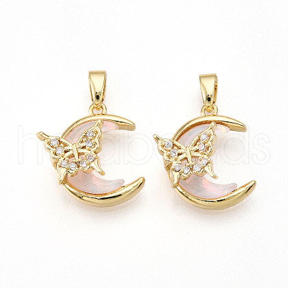 Brass Micro Pave Cubic Zirconia Pendants KK-N257-33G-1