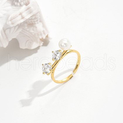 Simple Style Brass Pave Cubic Zirconia Open Rings IO7806-1