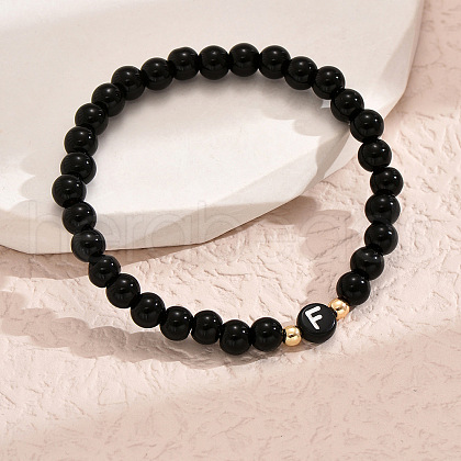 Alloy Resin Round Beaded Stretch Bracelets WG611D6-06-1