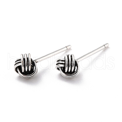 Fabric Knot 925 Sterling Silver Stud Earrings for Girl Women EJEW-I259-03AS-1