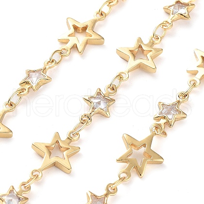 Handmade Glass Star Link Chains KK-F871-58G-1