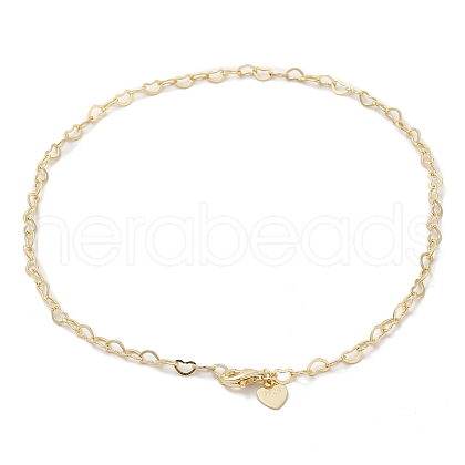 925 Sterling Silver Heart Link Chain Anklets Jewelry for Women AJEW-F162-008G-1