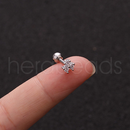 316L Surgical Stainless Steel Micro Pave Clear Cubic Zirconia Clover Cartilage Earrings WG9CD6D-41-1