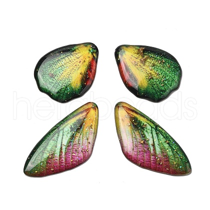 4Pcs Transparent Epoxy Resin Butterfly Wings Pendants RESI-C057-05A-1