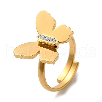Butterfly Stainless Steel Finger Rings RJEW-C104-01G-1