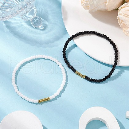 2Pcs 2 Styles Glass Seed Beads Stretch Bracelets Set BJEW-JB11717-1