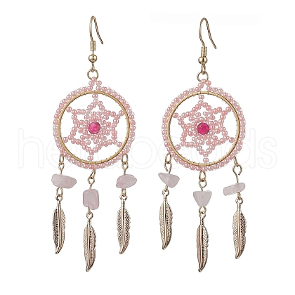 304 Stainless Steel with Glass Dangle with Natural Agate Stud Earring EJEW-MZ00185-01-1