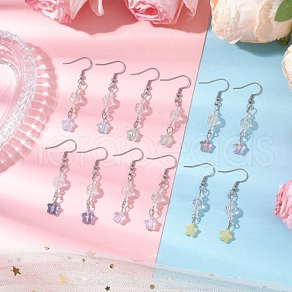 Transparent Glass Beads Dangle Earrings EJEW-JE06341-1