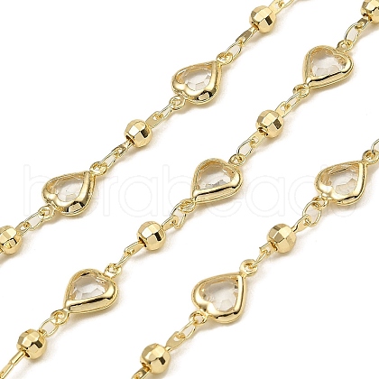 Rack Plating Heart & Round Brass Link Chains CHC-A007-06KCG-1
