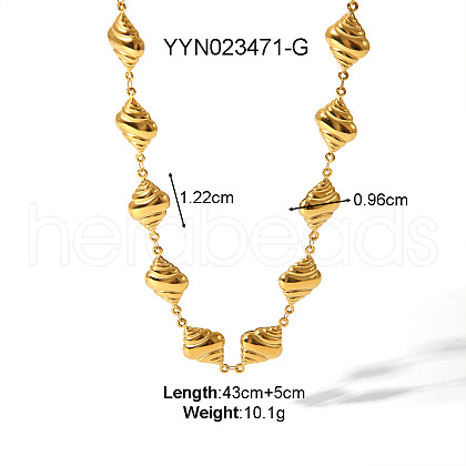 316L Surgical Stainless Steel Seashell Heart Link Chain Necklaces for Elegant European Style BF6500-4-1