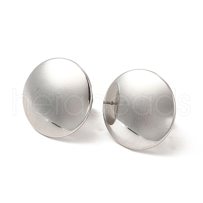 Non-Tarnish 304 Stainless Steel Flat Round Stud Earrings for Women EJEW-I281-31P-1