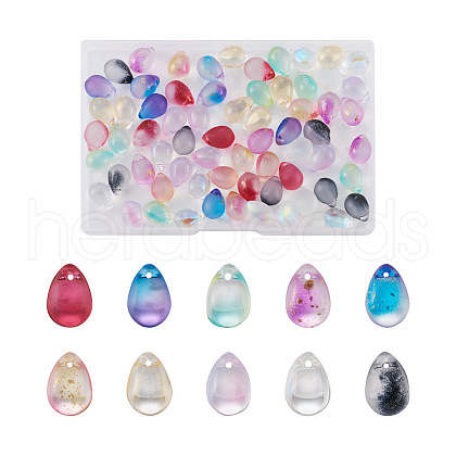 80Pcs 10 Colors Two Tone Transparent Spray Painted Glass Charms GLAA-TA0001-15-1