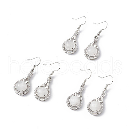 Natural Quartz Crystal Teardrop Dangle Earrings with Crystal Rhinestone EJEW-A092-02P-19-1