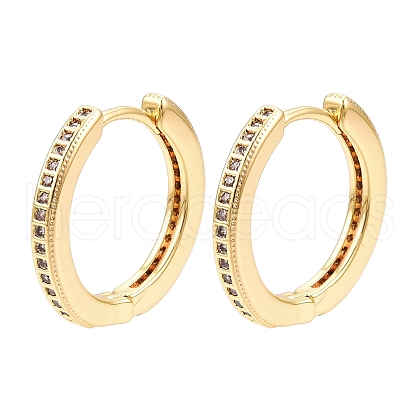 Brass Micro Pave Cubic Zirconia Hoop Earrings for Women EJEW-N054-57G-1