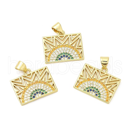 Brass Pave Cubic Zirconia  Pendants KK-Z028-18G-1