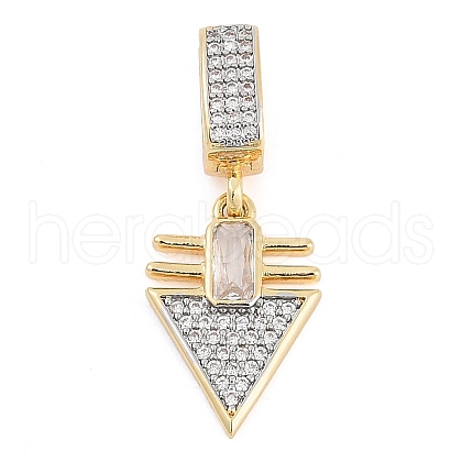 Brass Micro Pave Clear Cubic Zirconia Pendants KK-M307-03G-1