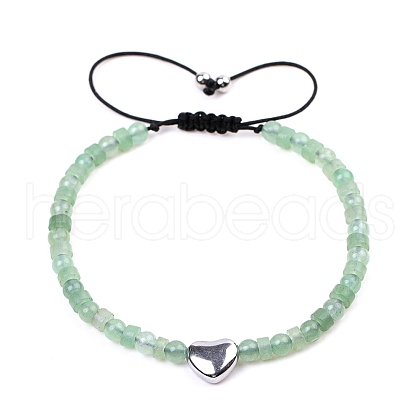 Natural Green Aventurine Braided Bead Bracelets for Women PW-WGAE96F-04-1