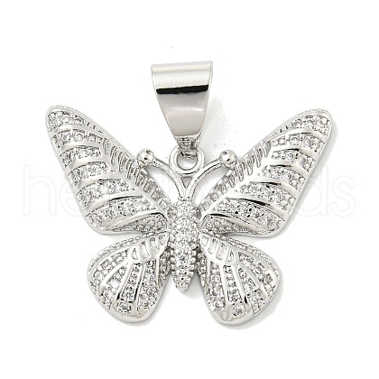 Brass Micro Pave Clear Cubic Zirconia Pendants ZIRC-P115-03P-1
