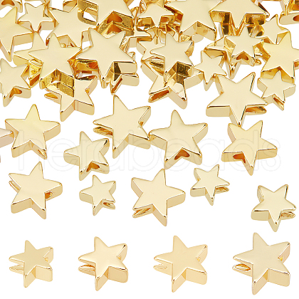   64Pcs 4 Style Brass Beads KK-PH0009-39-1
