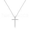 Religion Cross 925 Sterling Silver Pave Cubic Zirconia Pendant Necklaces for Women NJEW-F338-03P-2