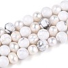 Natural Howlite Round & Natural Cultured Freshwater Pearl Grooved Potato Beads Strands PEAR-N019-08-2