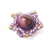 Natural Tiger Eye(Dyed & Heated) & Handmade Glass Seed Beaded Star Pendants PALLOY-MZ00491-03-3