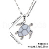 Brass White Enamel Turtle Pendant Dapped Chain Necklaces for Women FJ9996-2-1