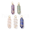 Natural Mixed Gemstone Copper Wire Wrapped Pointed Pendants PALLOY-JF02603-01-1