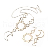 Sun & Moon Alloy Pendant Necklace & Asymmetrical Hoop Earring Sets FS-WG43B09-01-1