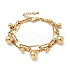 Round Ball Charm Multi-strand Bracelet BJEW-G639-23G-1