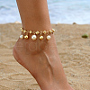 Brass & Plastic Imitation Pearl Round Tassel Anklets for Women TV2602-2-3
