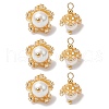 20Pcs Cylinder Seed Beaded Flower Pendants PALLOY-MZ00704-3