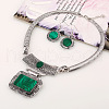 Alloy Rectangle Pendant Necklace & Flat Round Dangle Earring Sets FS-WG0E2DC-04-1