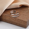 925 Sterling Silver Micro Pave Cubic Zirconia Adjustable Cuff Rings for Women RJEW-C133-01P-3