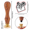 Golden Tone Wax Seal Brass Stamps with Wood Handles AJEW-WH20032-006-2