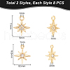Unicraftale 16Pcs 2 Styles Brass Micro Pave Cubic Zirconia Charms KK-UN0002-12-3
