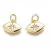 Brass Micro Pave Clear Cubic Zirconia Charms ZIRC-O035-21G-1
