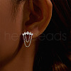 Moon 925 Sterling Silver Micro Pave Clear Cubic Zirconia Cartilage Earrings with Tassel Chains FS-WGA2317-06-1