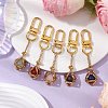 Stainless Steel Macrame Chain Pouch Round Natural Lapis Lazuli & Amethyst & Green Aventurine & Carnelian & Rose Quartz Holder Pendant Decorations HJEW-JM02050-01-2
