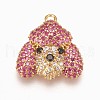 Brass Micro Pave Cubic Zirconia Puppy Pendants ZIRC-K078-03G-1