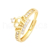 Brass Micro Pave Clear Cubic Zirconia Cuff Rings for Women RJEW-U047-37A-G-4