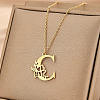 304 Stainless Steel Flower Initial Pendant Necklaces WGE911E-03-1