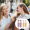 ANATTASOUL 4 Pairs 4 Colors Alloy Enamel Pencil Dangle Stud Earrings for Teachers' Day EJEW-AN0004-86-6